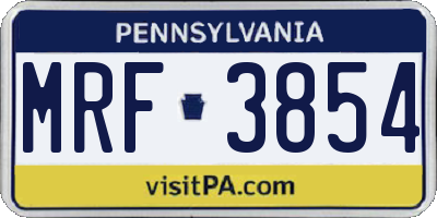PA license plate MRF3854