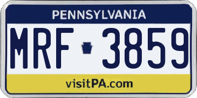 PA license plate MRF3859