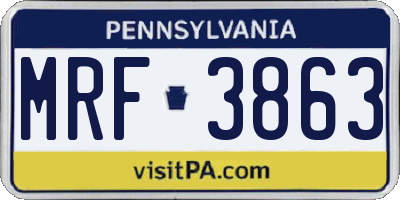 PA license plate MRF3863