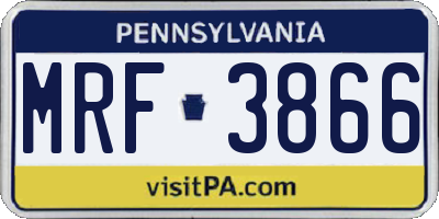 PA license plate MRF3866