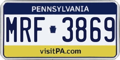 PA license plate MRF3869