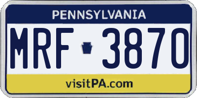 PA license plate MRF3870