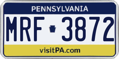 PA license plate MRF3872