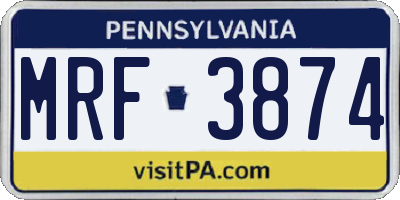 PA license plate MRF3874