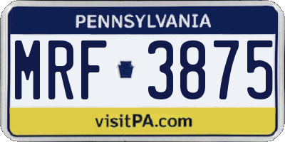 PA license plate MRF3875