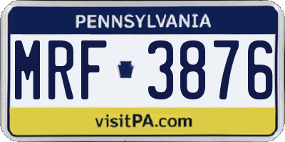 PA license plate MRF3876