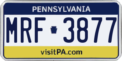 PA license plate MRF3877