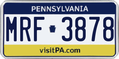 PA license plate MRF3878