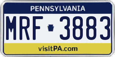 PA license plate MRF3883