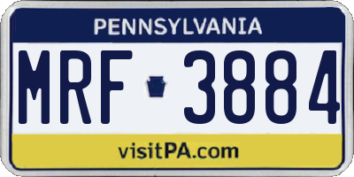 PA license plate MRF3884