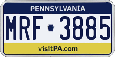 PA license plate MRF3885