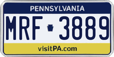 PA license plate MRF3889