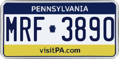 PA license plate MRF3890