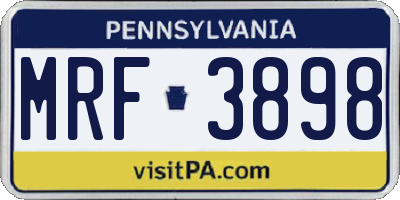 PA license plate MRF3898