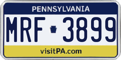 PA license plate MRF3899