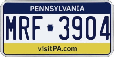 PA license plate MRF3904