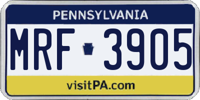 PA license plate MRF3905