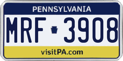 PA license plate MRF3908