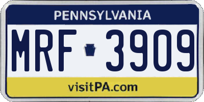 PA license plate MRF3909