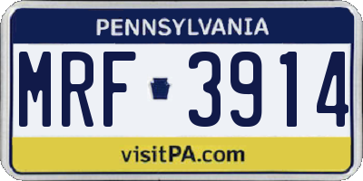 PA license plate MRF3914