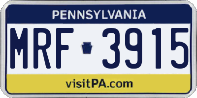 PA license plate MRF3915