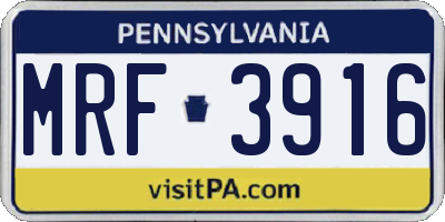 PA license plate MRF3916