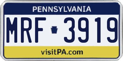 PA license plate MRF3919
