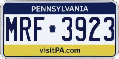 PA license plate MRF3923