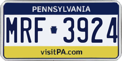 PA license plate MRF3924