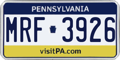 PA license plate MRF3926