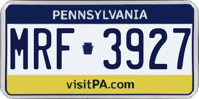 PA license plate MRF3927