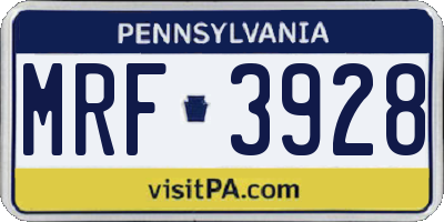 PA license plate MRF3928