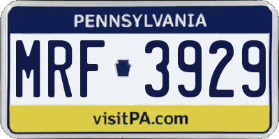 PA license plate MRF3929