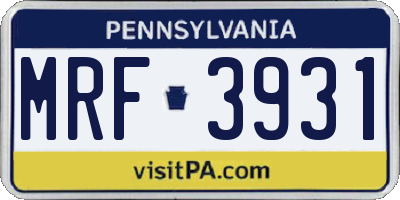 PA license plate MRF3931