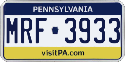 PA license plate MRF3933