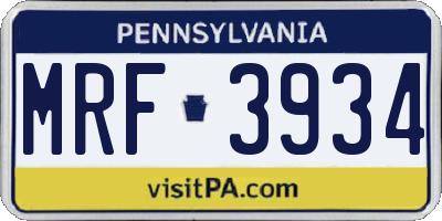 PA license plate MRF3934