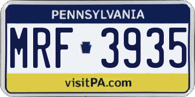 PA license plate MRF3935