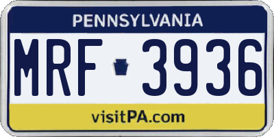 PA license plate MRF3936