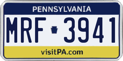 PA license plate MRF3941