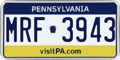 PA license plate MRF3943