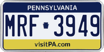 PA license plate MRF3949