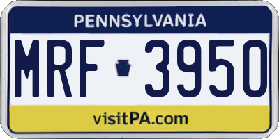PA license plate MRF3950