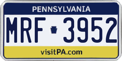 PA license plate MRF3952