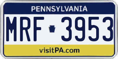 PA license plate MRF3953