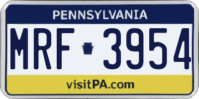 PA license plate MRF3954