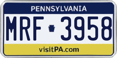 PA license plate MRF3958