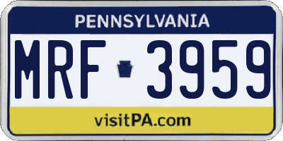 PA license plate MRF3959
