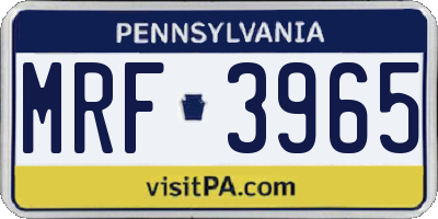 PA license plate MRF3965