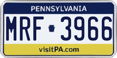PA license plate MRF3966