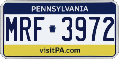 PA license plate MRF3972
